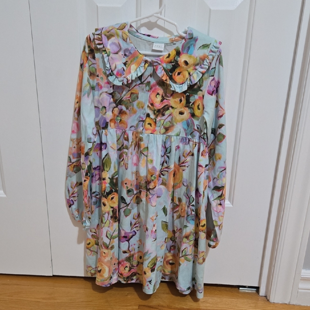 Next Multicolor Floral Girls Dress, Size 6-7
